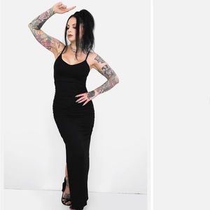 Foxblood “the snatched” long black bodycon dress